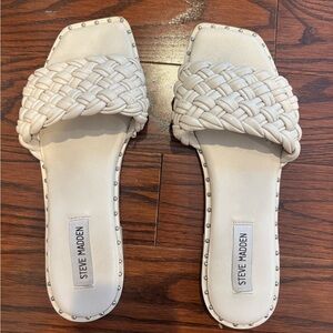 Steve Madden Cream Braided Slide Sandals